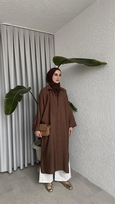 TENSEL GÖMLEK - KAHVE