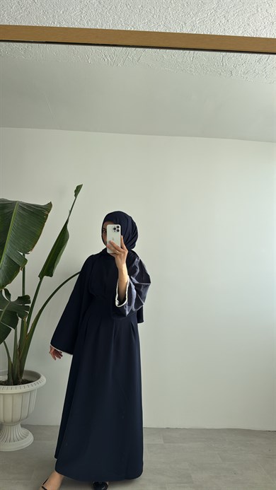 VANESA İNCİ DETAYLI ELBİSE - LACİVERT