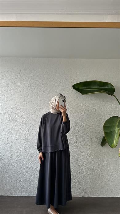 VERA ETEKLİ TAKIM - KOYU ANTRASİT