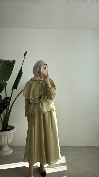 YAKA DETAYLI VALENTİN TAKIM - OLİVE