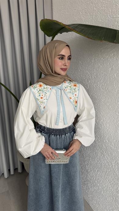 YAKALIK - MAVİ PAPATYA 
