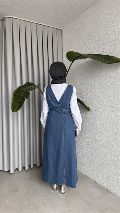 YAN BAĞLAMALI DENİM JİLE - AÇIK MAVİ