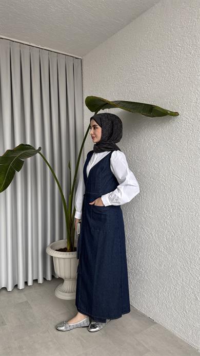 YAN BAĞLAMALI DENİM JİLE - LACİVERT