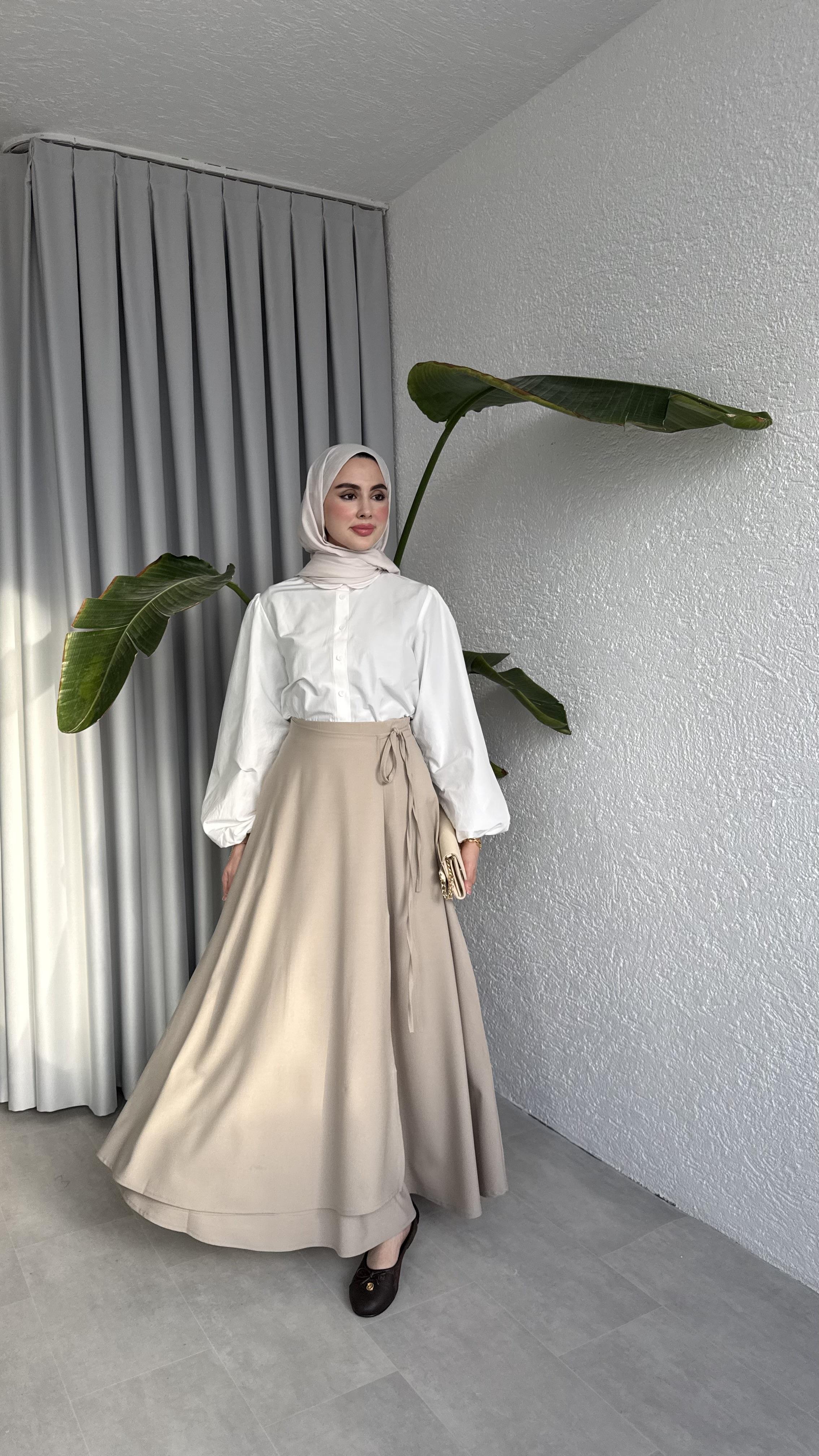 ANVELOP BAĞLAMALI ETEK - BEJ