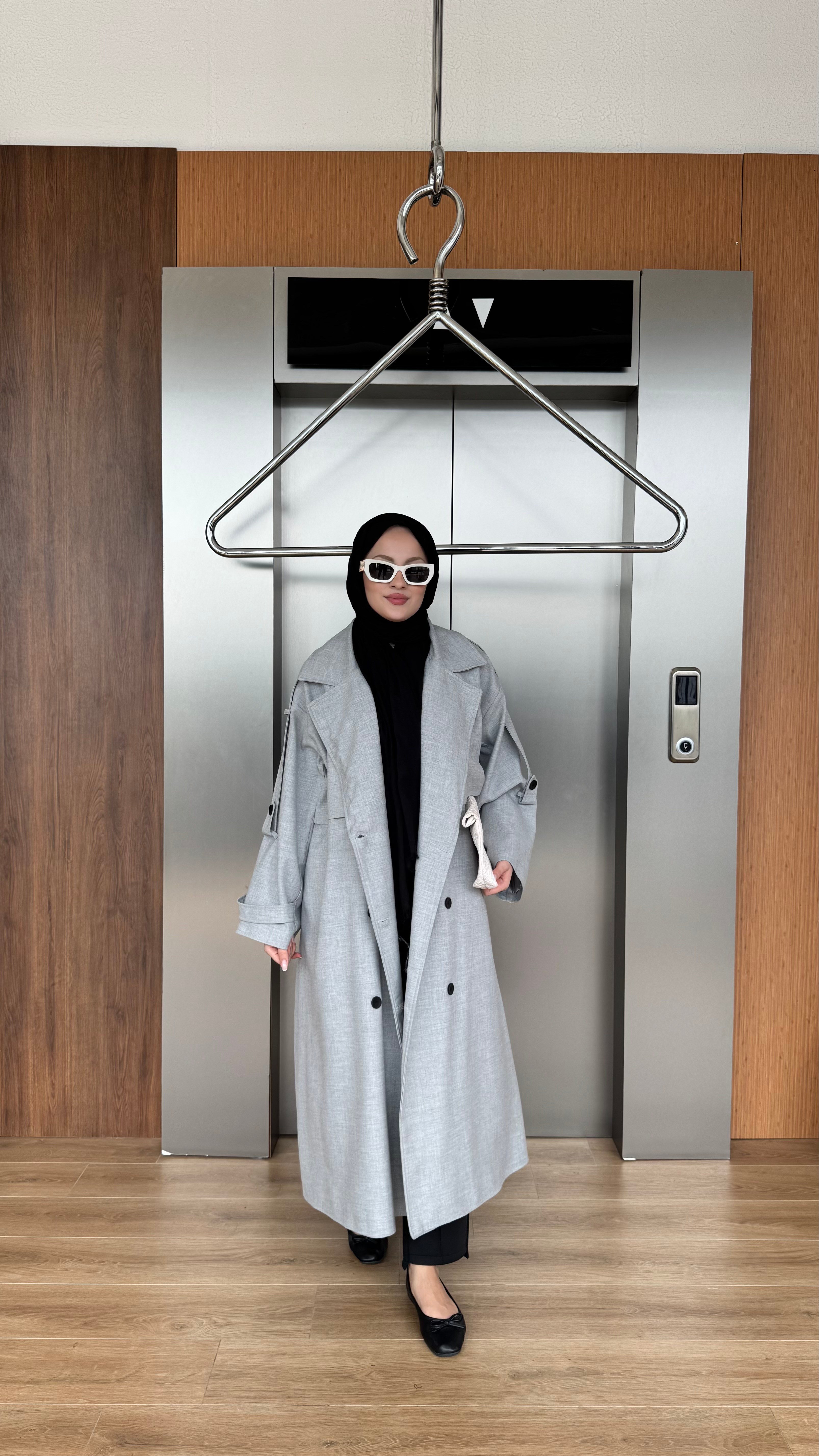 CASUAL ELEGANCE TRENÇKOT - GRİ 