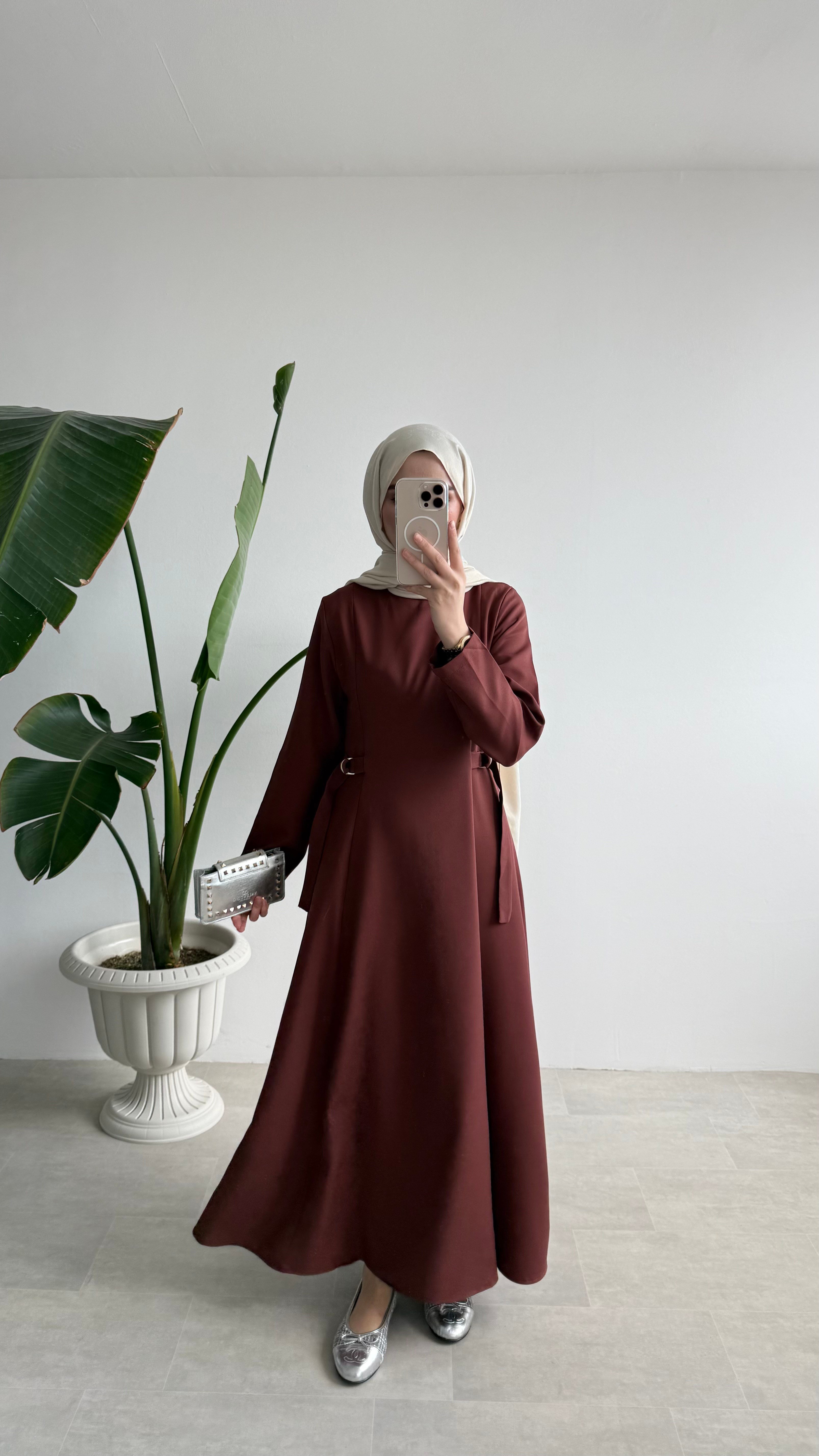 CLEO ELBİSE - KAHVE