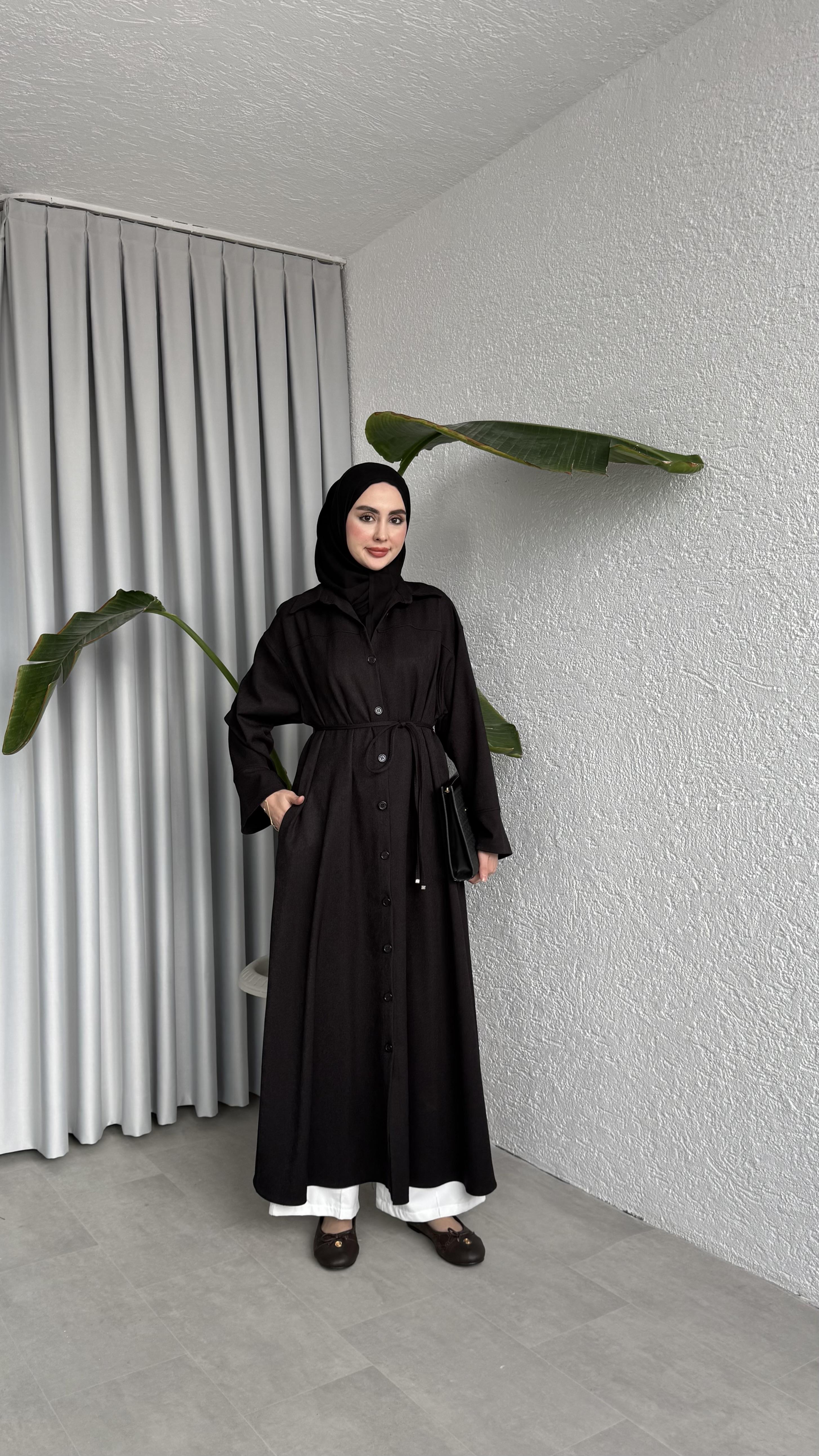 DÜĞMELİ ELBİSE - SİYAH