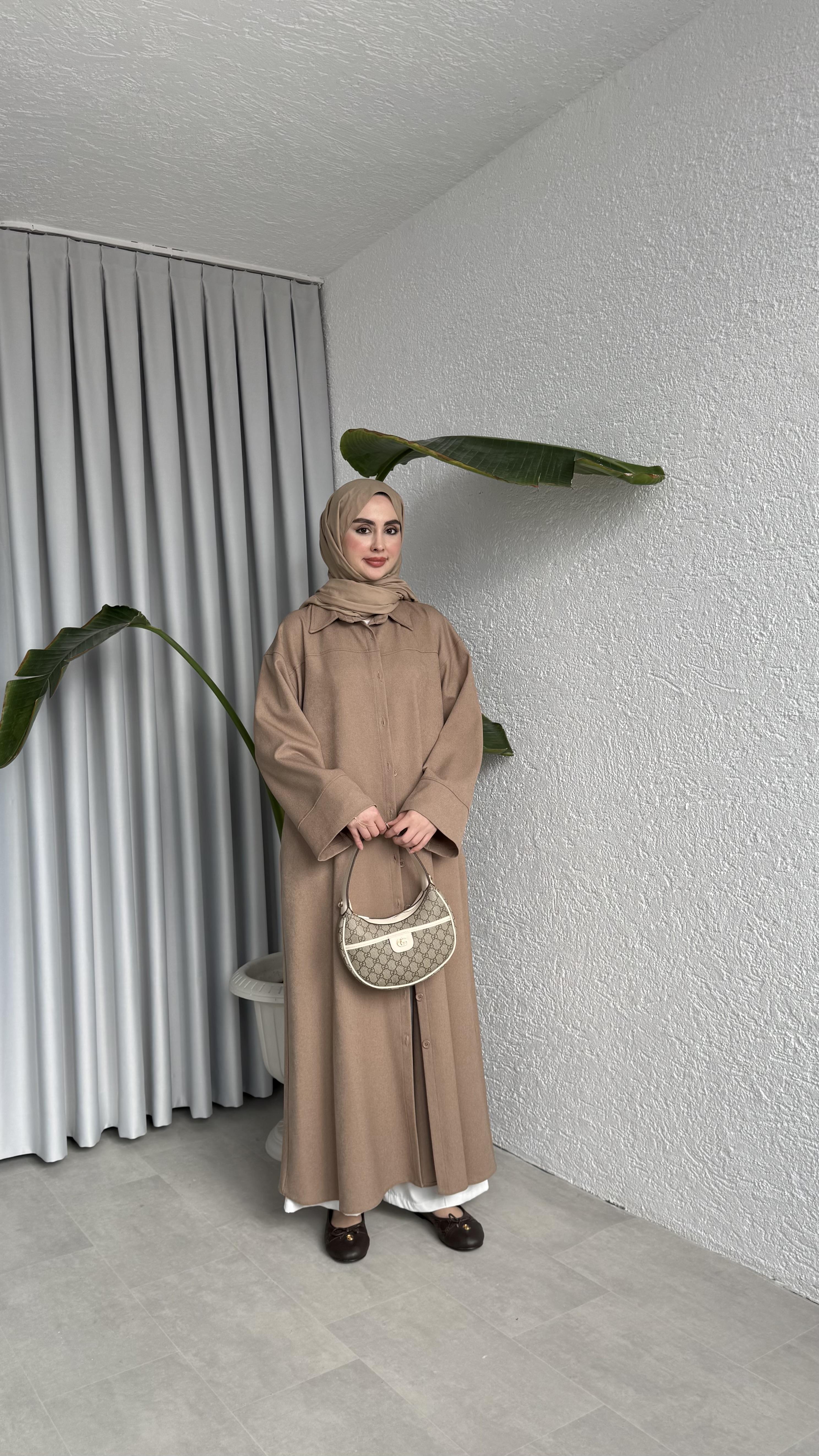 DÜĞMELİ ELBİSE - VİZON