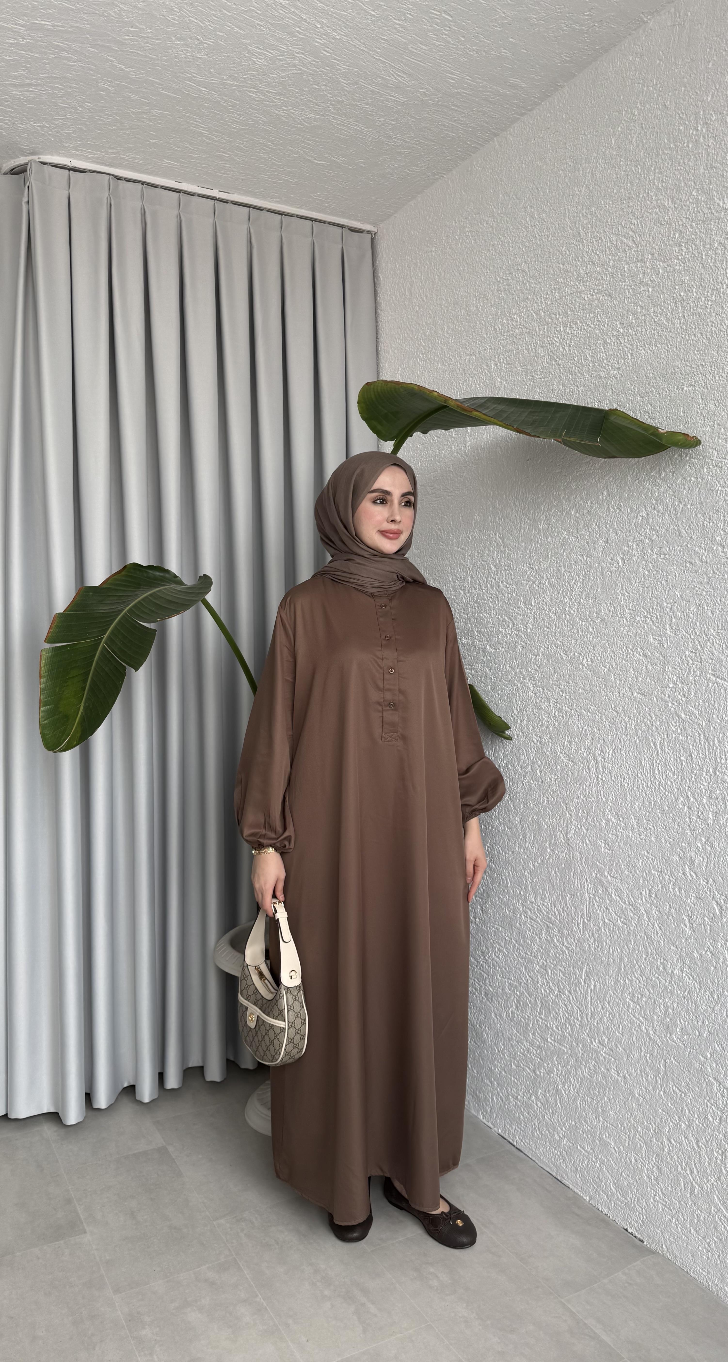 EMNA ELBİSE - KAHVE