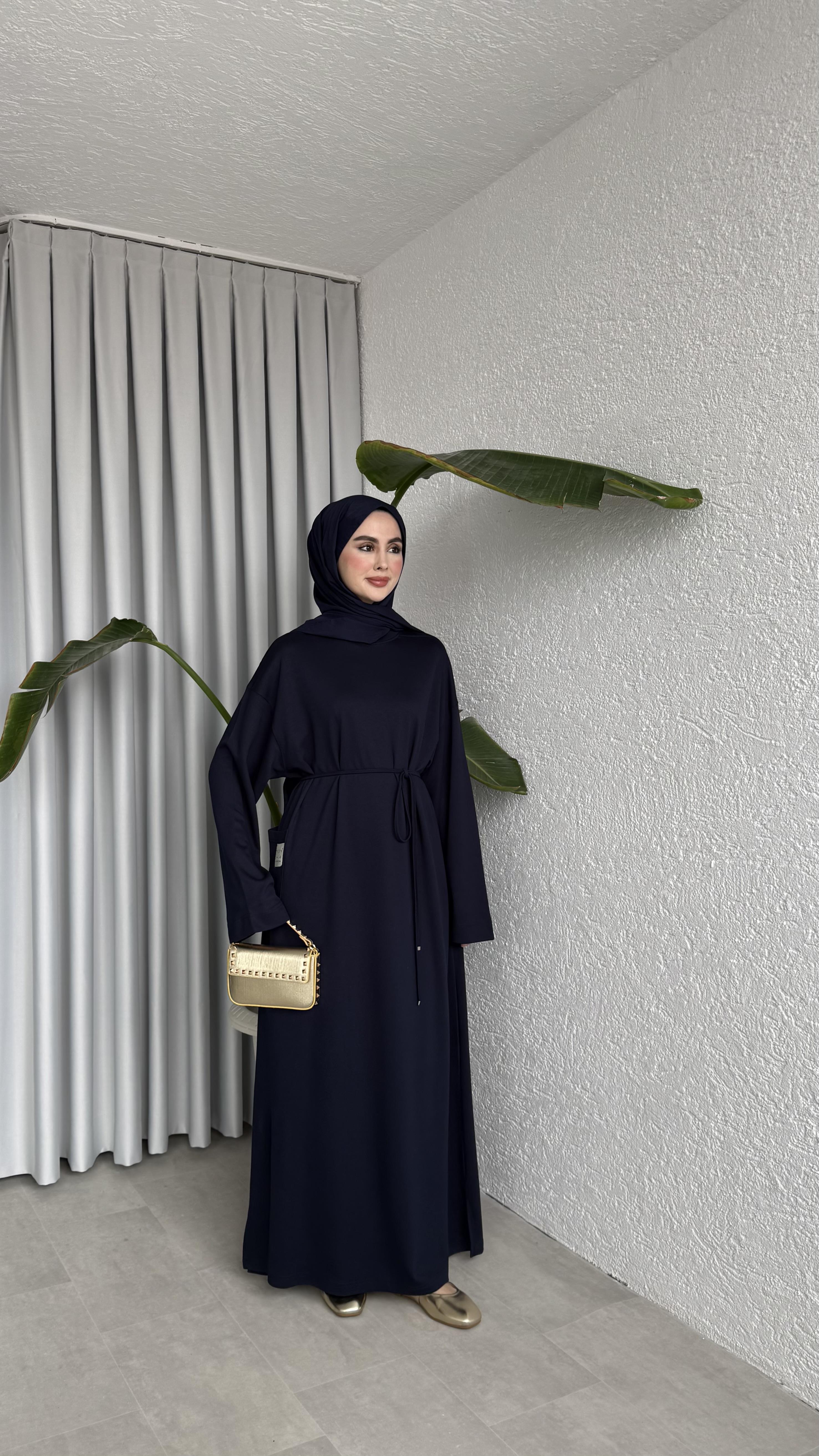 İKİ İPLİK OVERSİZE ELBİSE - LACİVERT