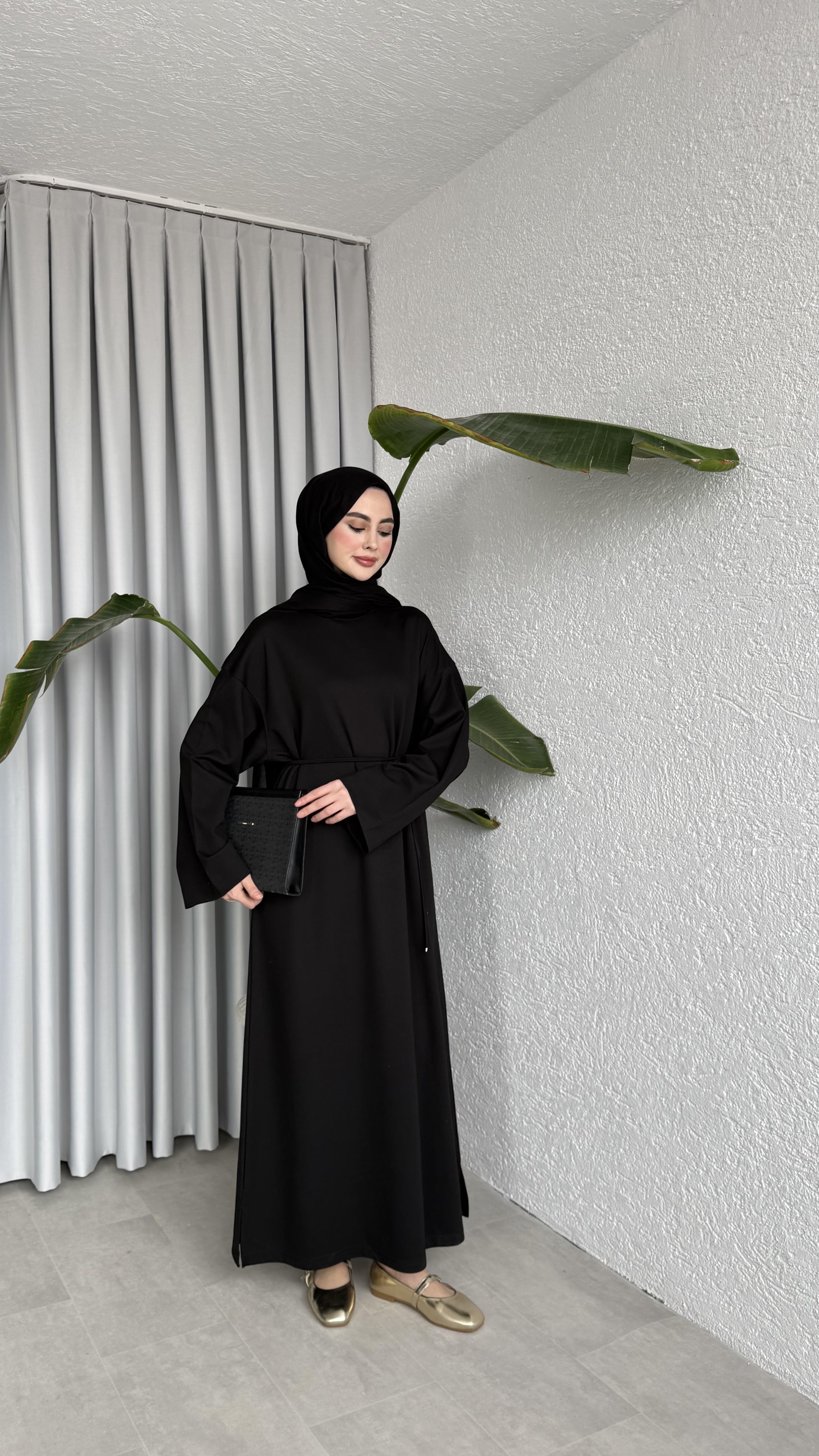 İKİ İPLİK OVERSİZE ELBİSE - SİYAH