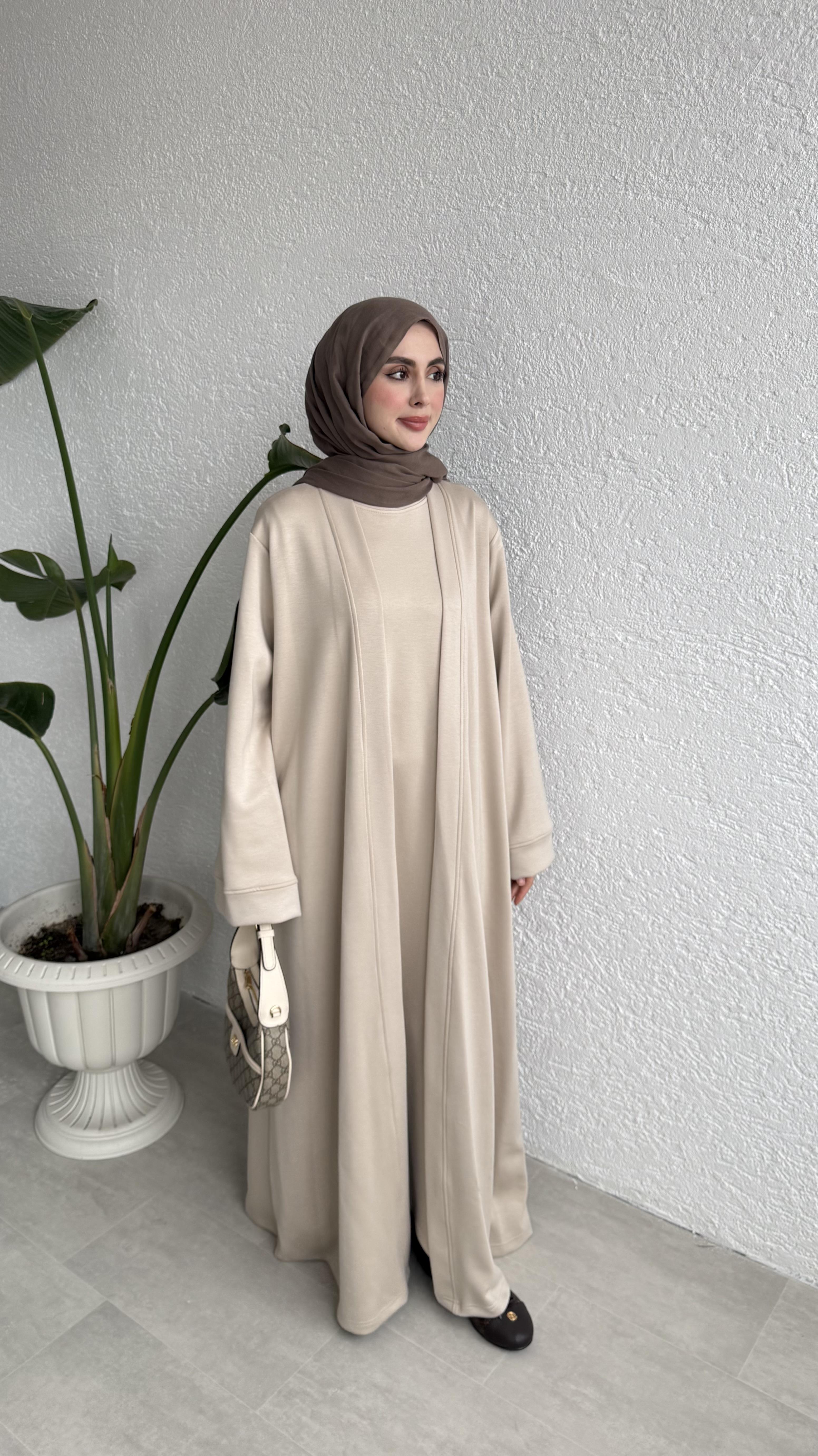 NOUR ABAYA TAKIM - BEJ