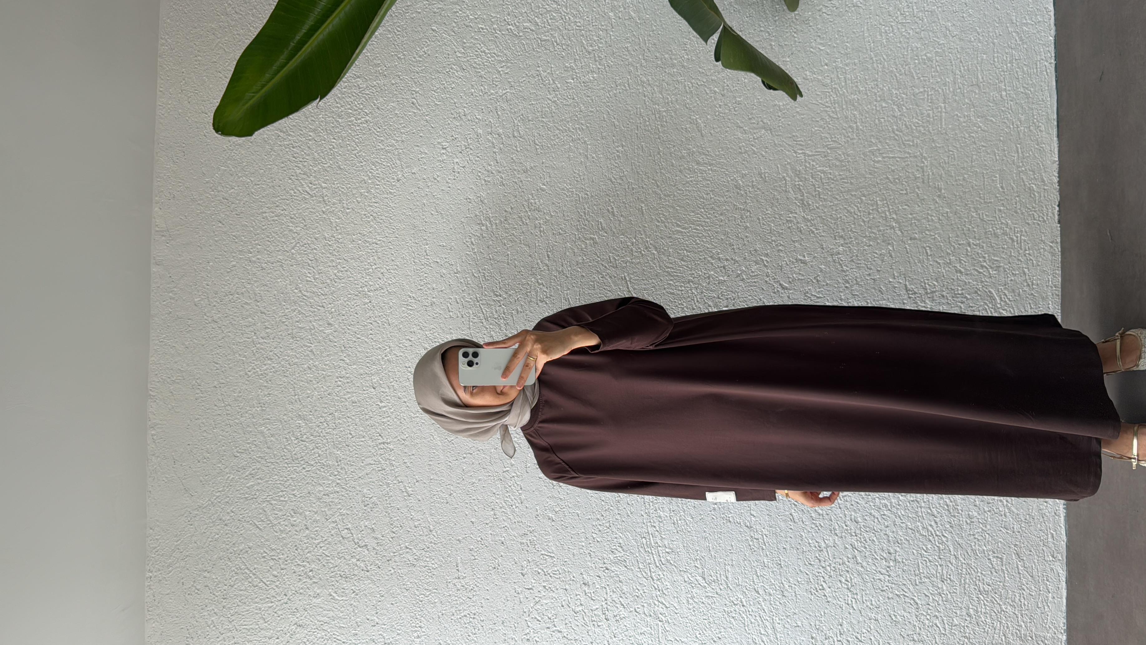 OVERSİZE UZUN RAHAT ELBİSE - KAHVE