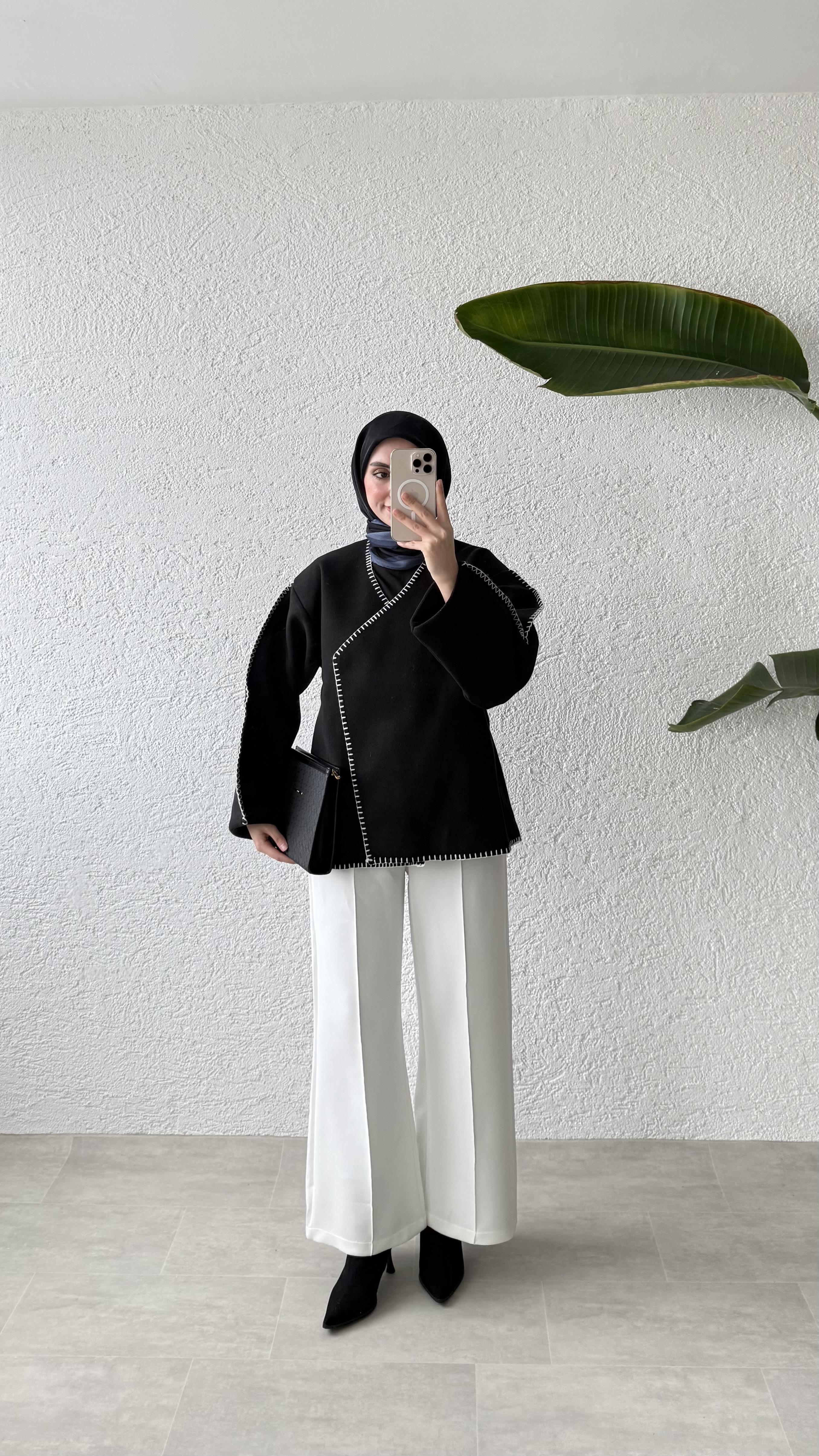 PREMİUM DİKİŞLİ KAŞE CEKET-SİYAH