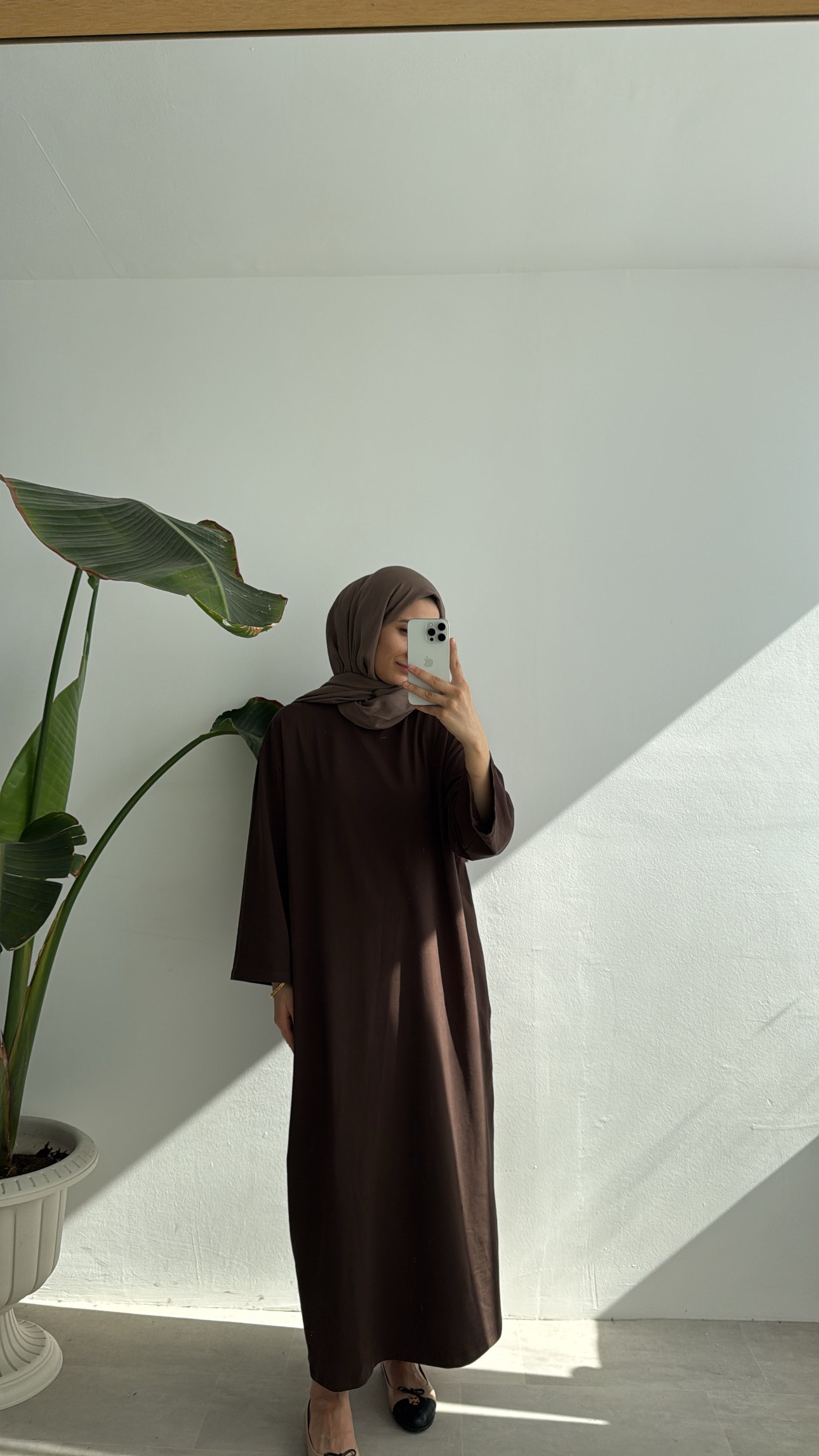 RAHAT KESİM PAMUKLU ELBİSE - KAHVE