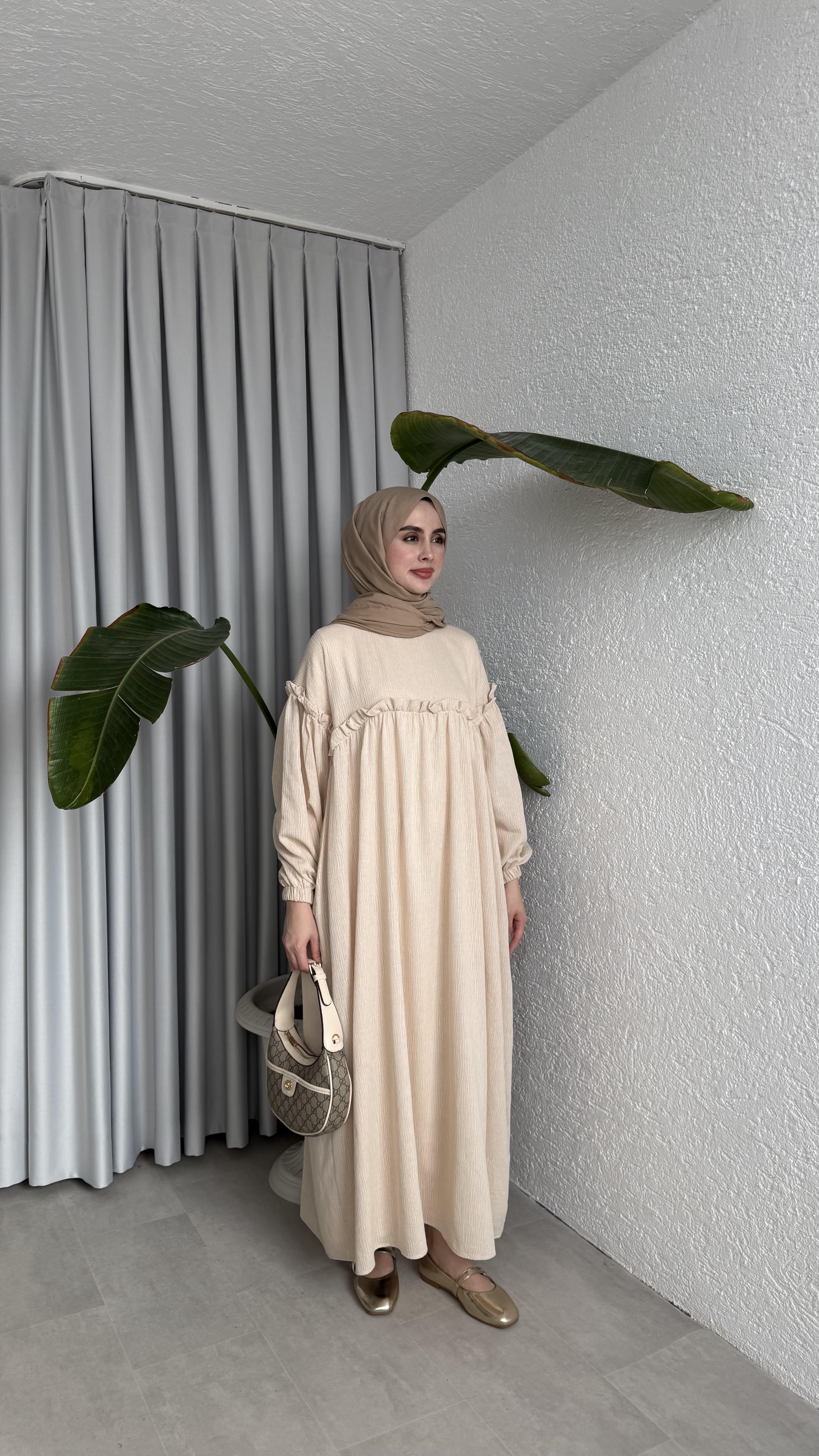 ROBALI ELBİSE - BEJ