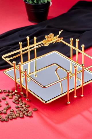 Ert Concept Kelebek Model Aynalı Peçetelik Paslanmaz Çelik Lüks Peçete Kutusu (Gold)