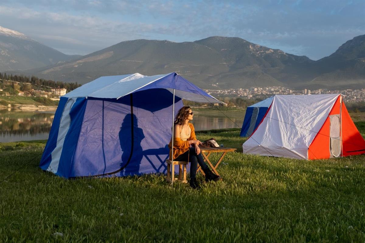 Tunç Tek Odalı Aile Tipi 3-4 Kişilik Kamp Çadırı Mavi - ertyapimarket.com