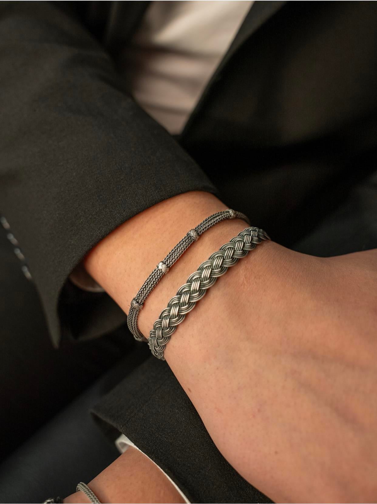 İkili Oksitli Gümüş Bileklik Set