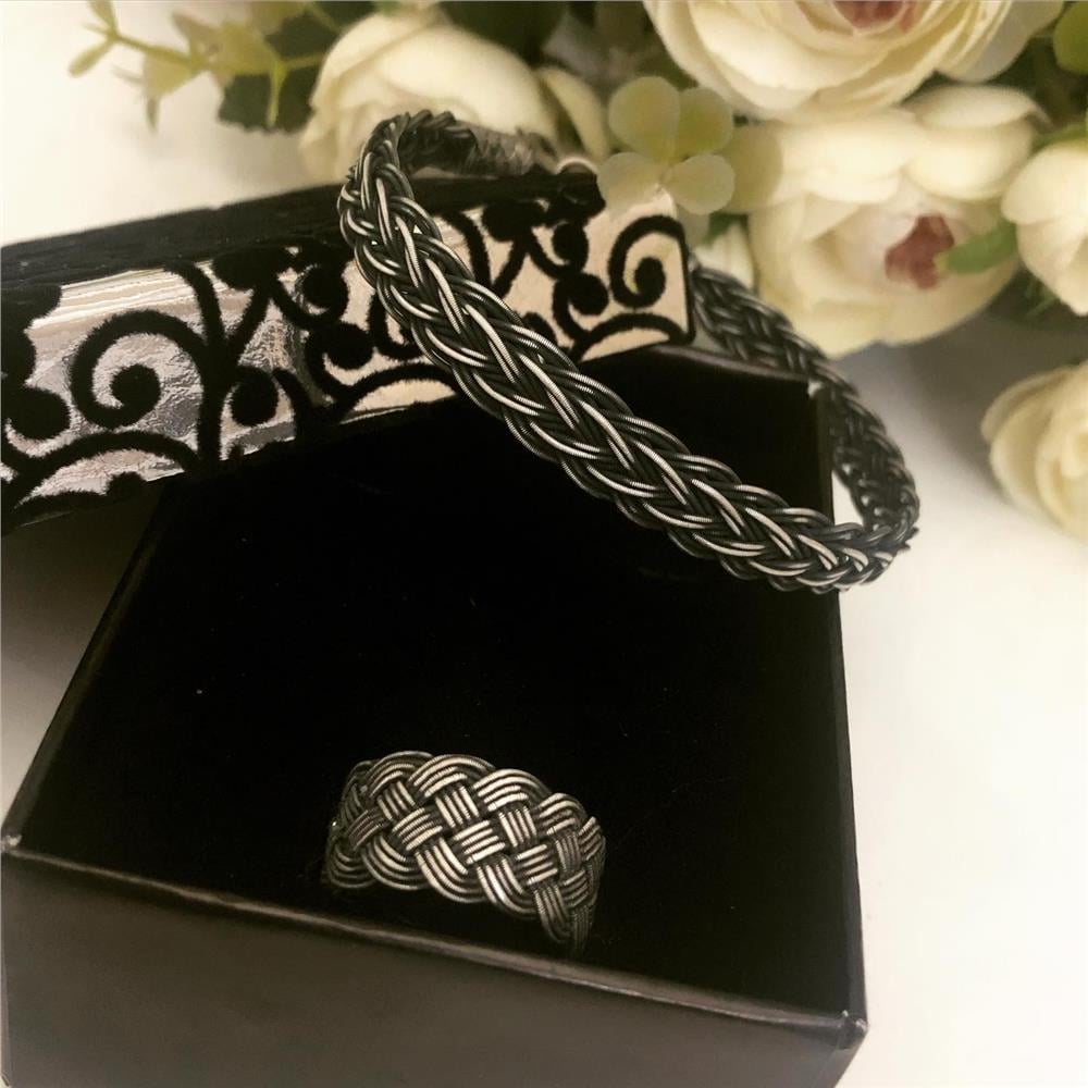 İkili Oksitli Gümüş Bileklik&Yüzük Set