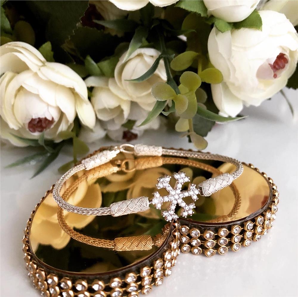 Kar Taneli Kazaziye Gümüş Bileklik