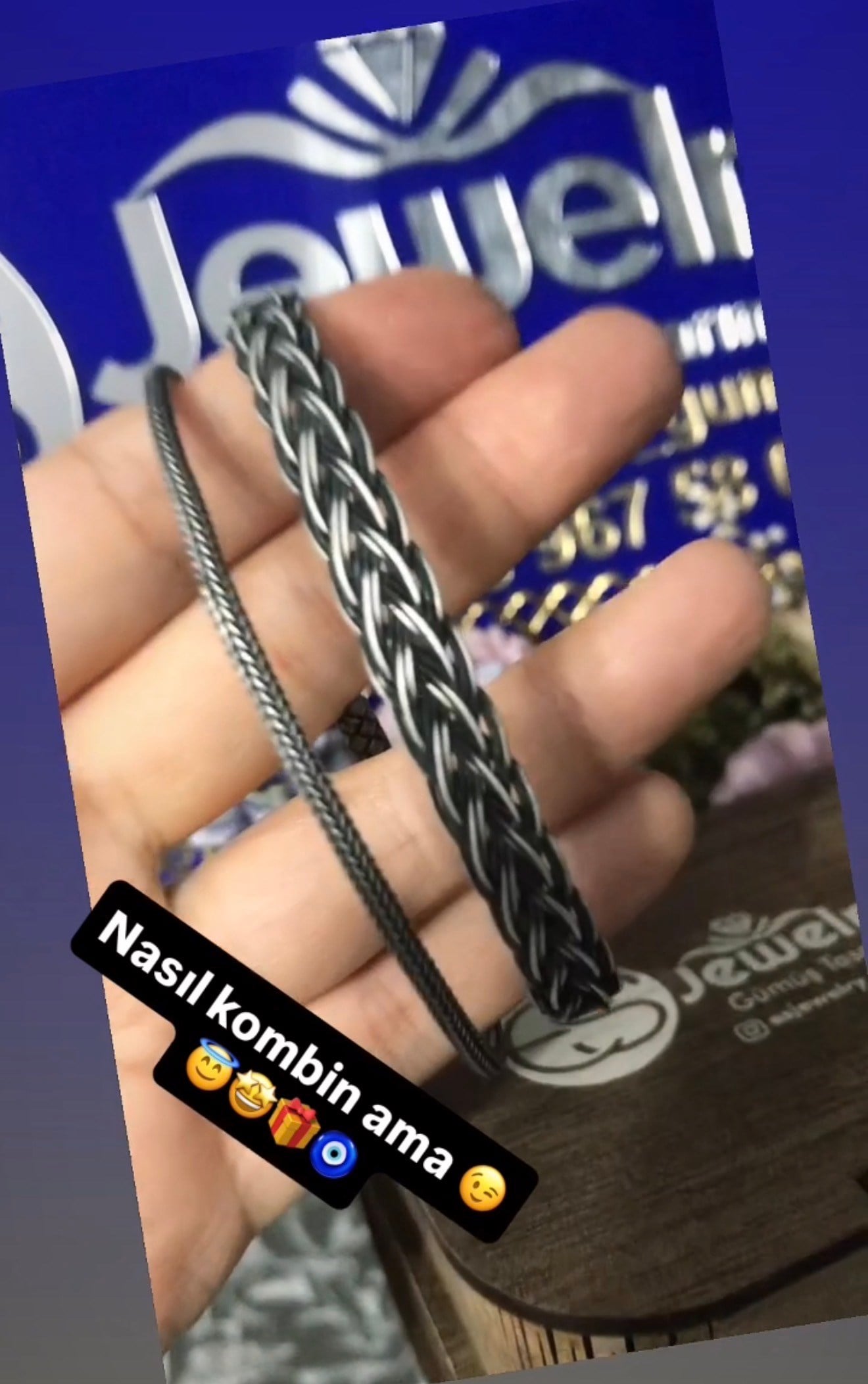 Oksitli Gümüş İkili Bileklik Set