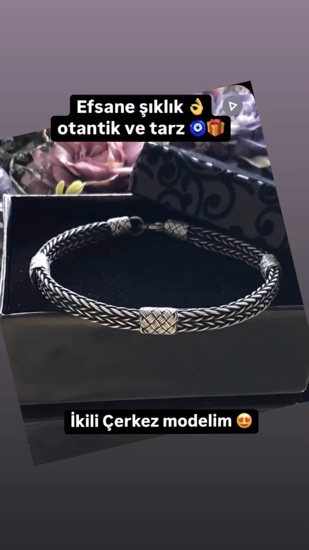 Oksitli İkili Çerkez Örgü Model Kazaziye Gümüş Bileklik