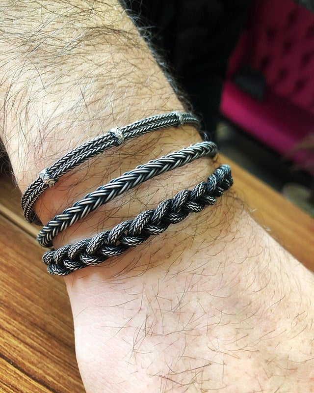Oksitli Üçlü Gümüş Bileklik Set