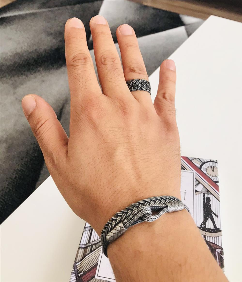 Üçlü Oksitli Gümüş Bileklik Yüzük Set