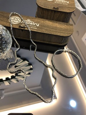 2.8 mm Kral Gümüş Kolye Bileklik Set