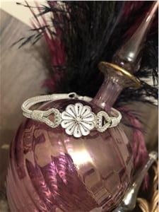 Çiçek Telkari İşlemeli Kazaiye Gümüş Bileklik