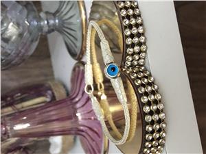 Nazar Boncuklu Kazaziye Gümüş Bileklik