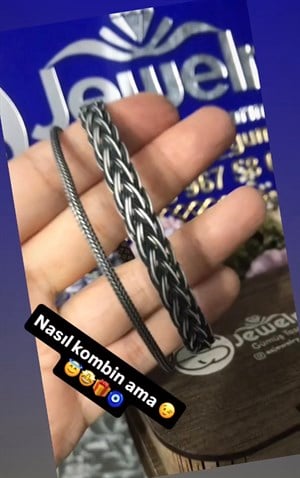 Oksitli Gümüş İkili Bileklik Set