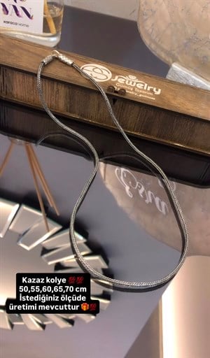 Oksitli Kazaz Zincir Gümüş Kolye