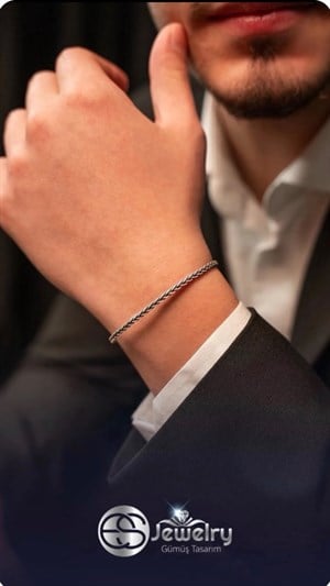 Oksitli Tekli Çerkez Gümüş Erkek Bileklik
