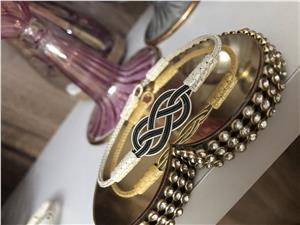 Sonsuzluk Model Siyah Beyaz Kazaziye Gümüş Bileklik