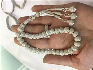 Top Püsküllü Kazaziye Gümüş Tesbih 