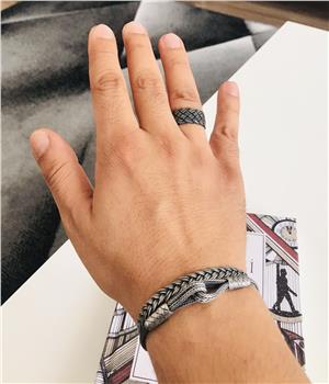 Üçlü Oksitli Gümüş Bileklik Yüzük Set