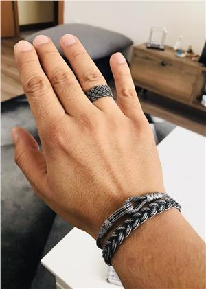 Üçlü Oksitli Gümüş Bileklik Yüzük Set