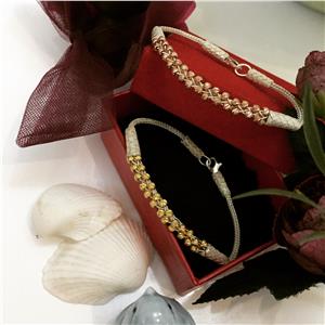 Yarım Ay Rose&Gold Dorika İşlemeli Kazaziye Gümüş Bileklik 