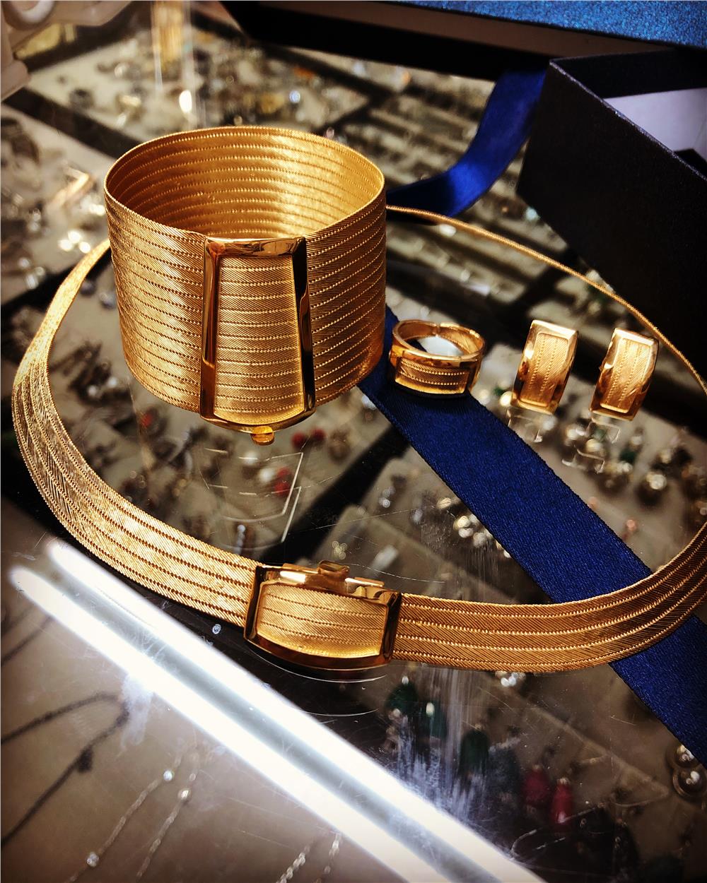 15 Sıra Altın Kaplama Hasır Gümüş Set