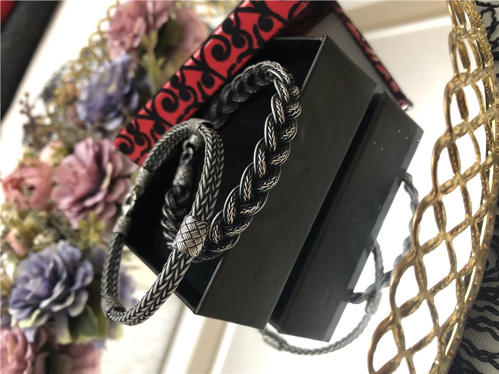 İkili Oksitli Gümüş Bileklik Set