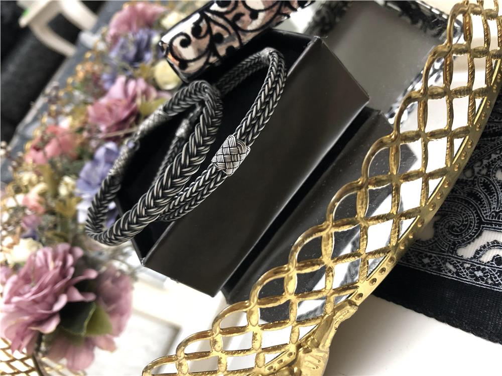 İkili Oksitli Gümüş Bileklik Set