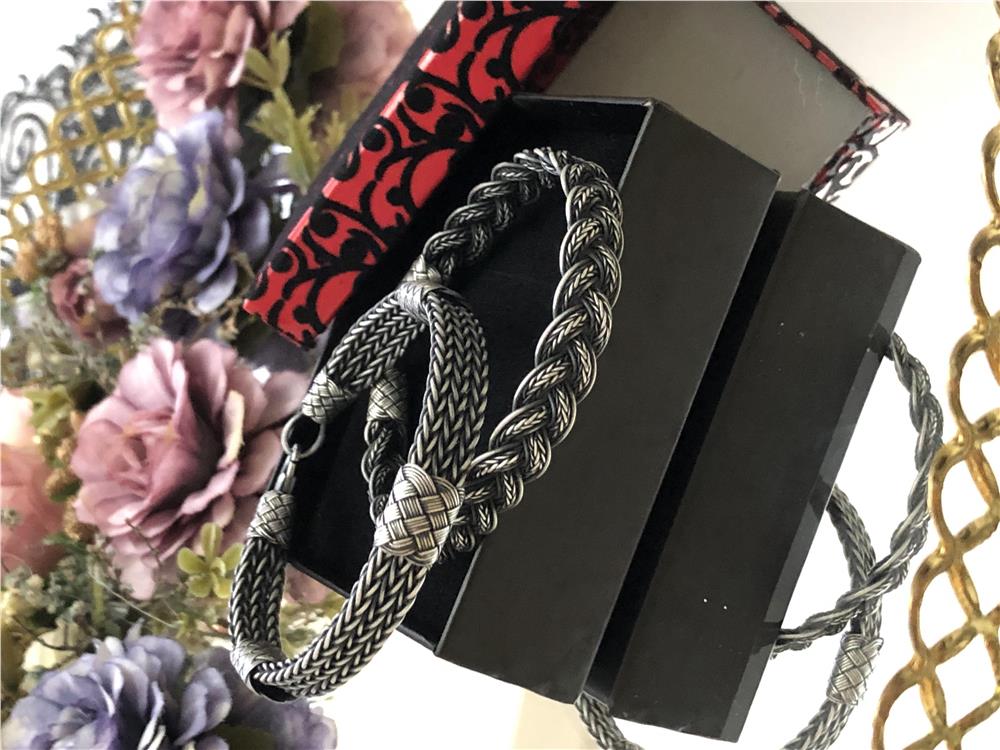 İkili Oksitli Gümüş Bileklik Set