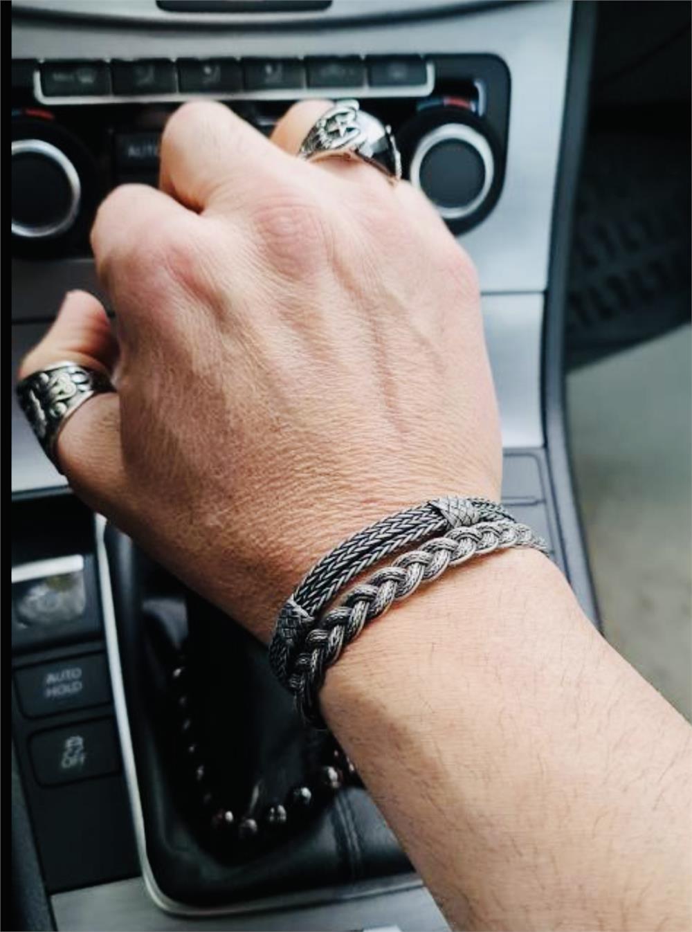 İkili Oksitli Gümüş Bileklik Set