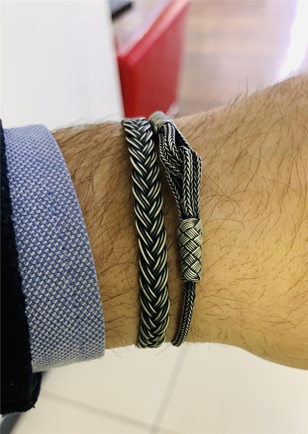 İkili Oksitli Gümüş Bileklik Set