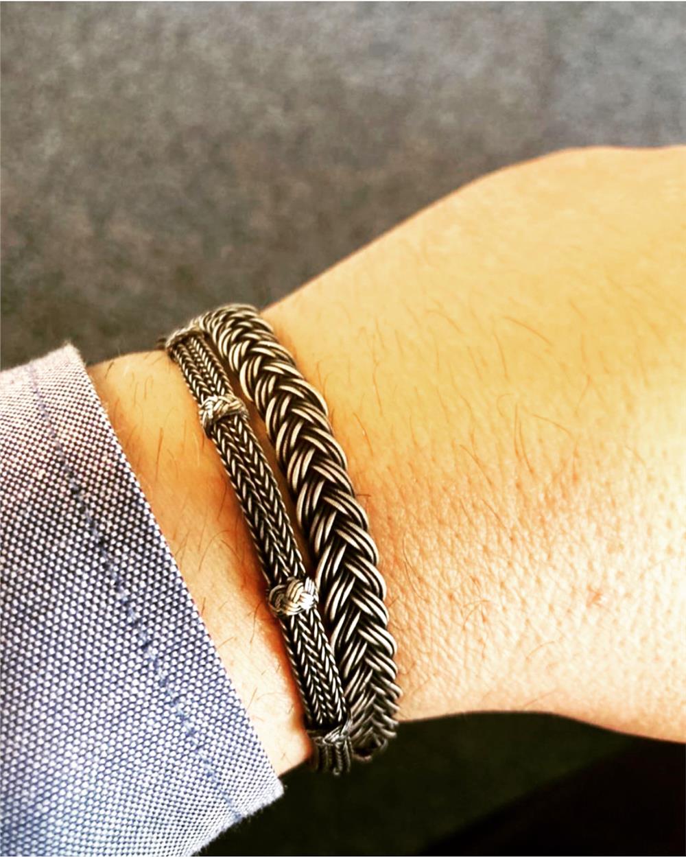 İkili Oksitli Gümüş Bileklik Set