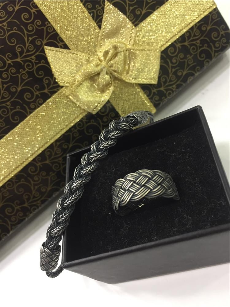 İkili Oksitli Gümüş Bileklik&Yüzük Set