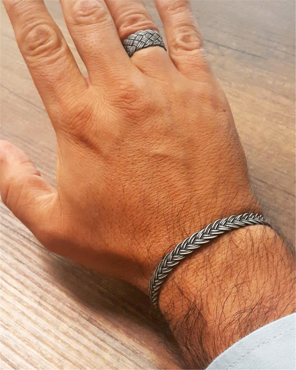 İkili Oksitli Gümüş Bileklik&Yüzük Set