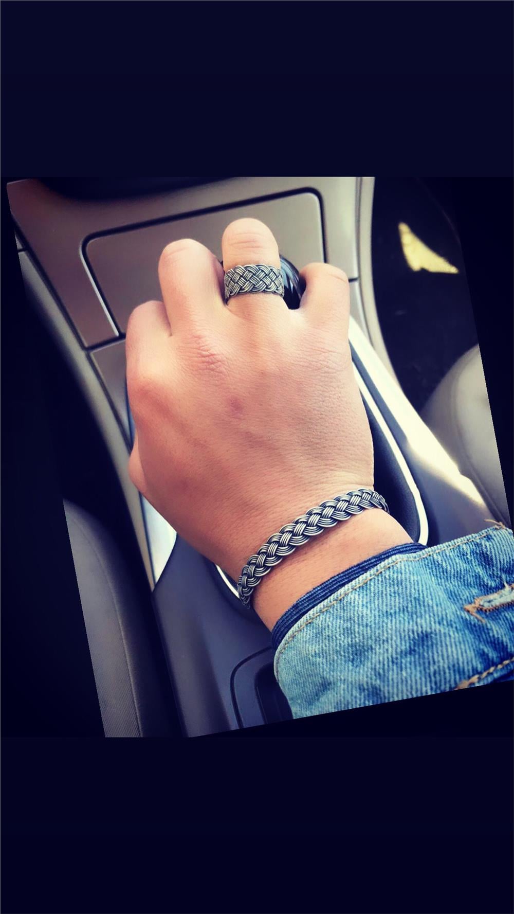 İkili Oksitli Gümüş Bileklik&Yüzük Set